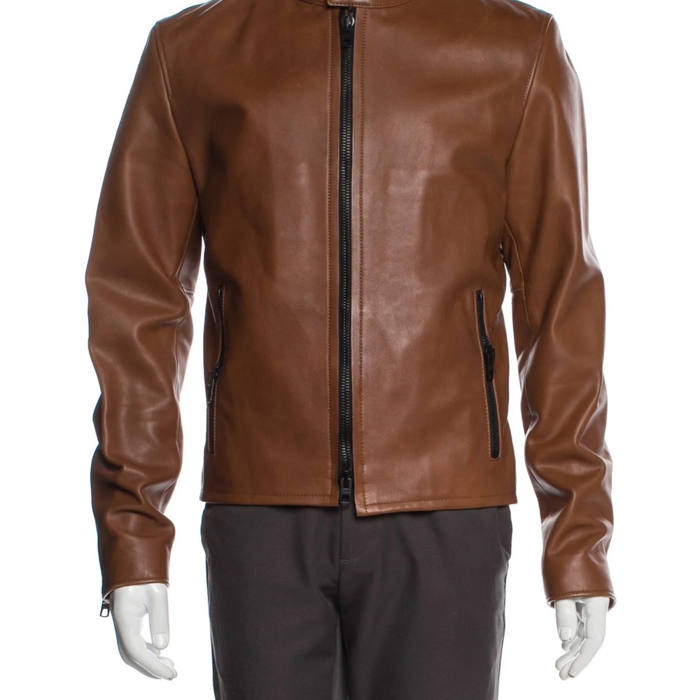 Coach Men's Jacket Racer Bomber Cognac waxed lined W/ tags: S MSRP $995